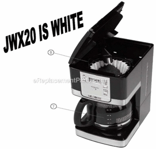 Page A Diagram and Parts List for JWX20  Mr Coffee Coffee Maker